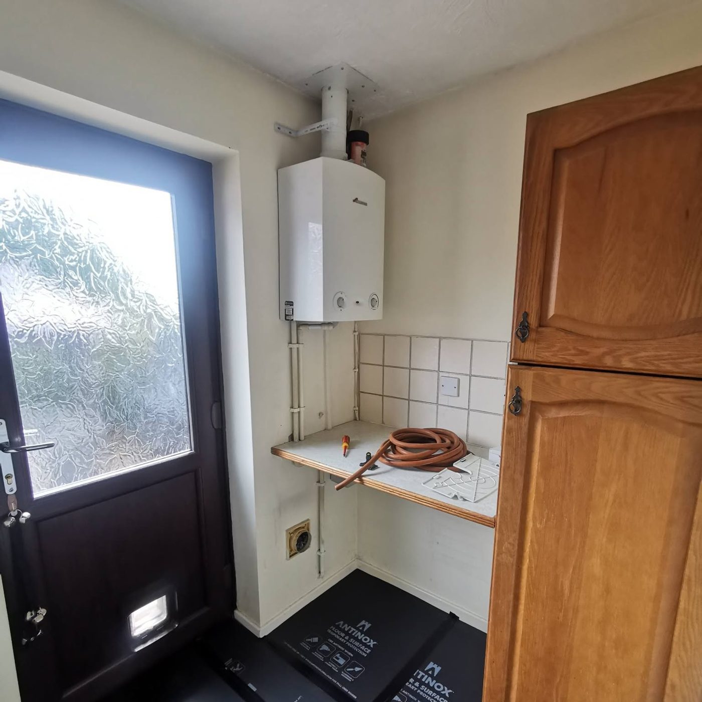 Before: the old boiler, McCaffrey Plumbing & Heating