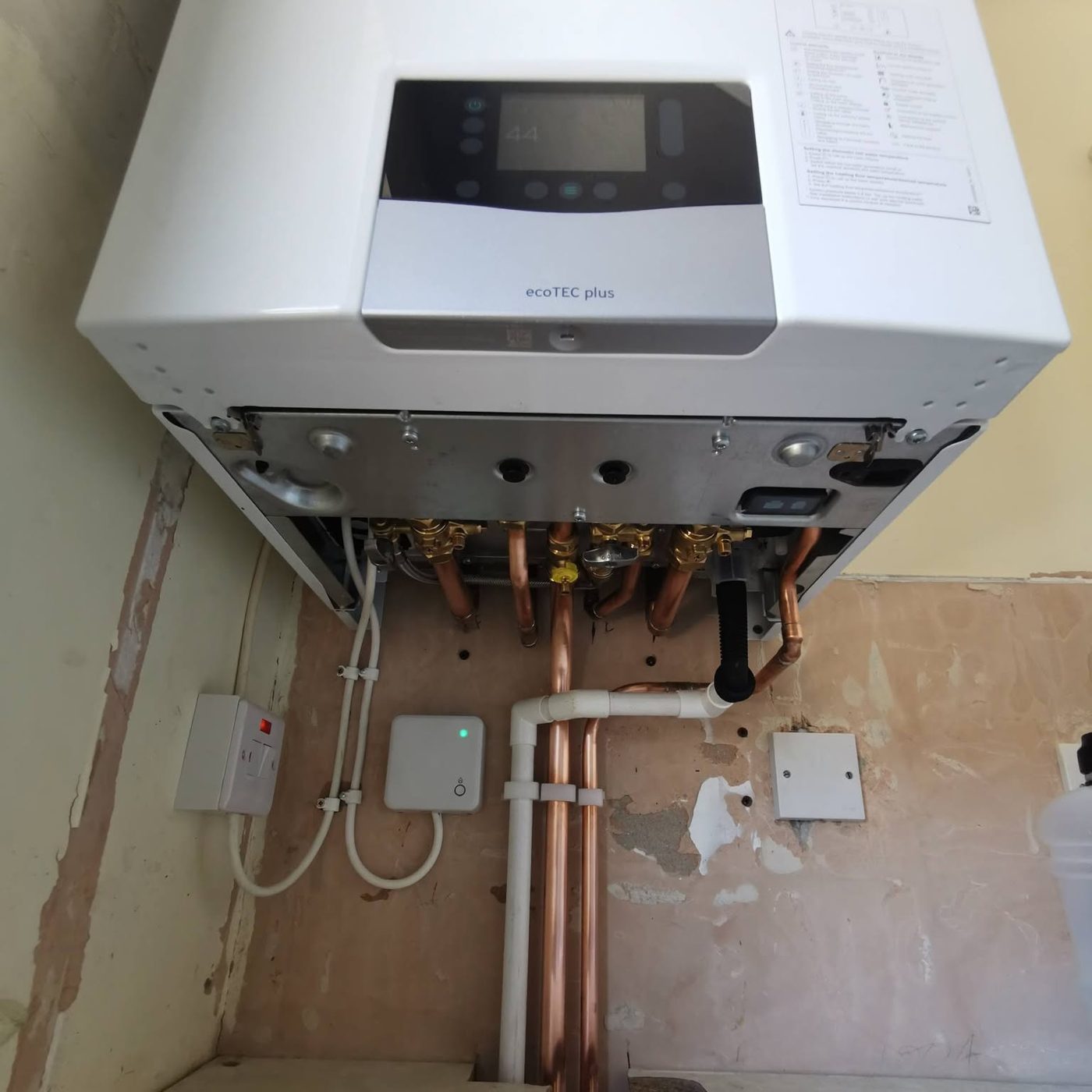 Behind the case, before it went on, McCaffrey Plumbing & Heating